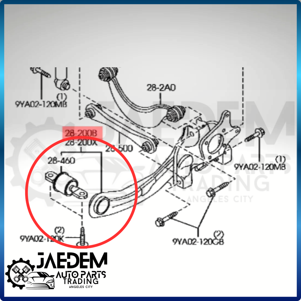 Rear Trailing Arm Bushing for Mazda 3 2004-2010 (See Photo for placement)