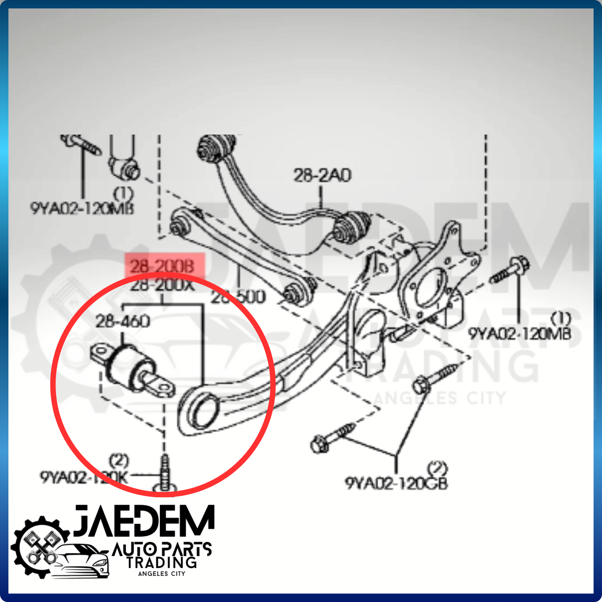 Rear Trailing Arm Bushing for Mazda 3 2004-2010 (See Photo for placement)